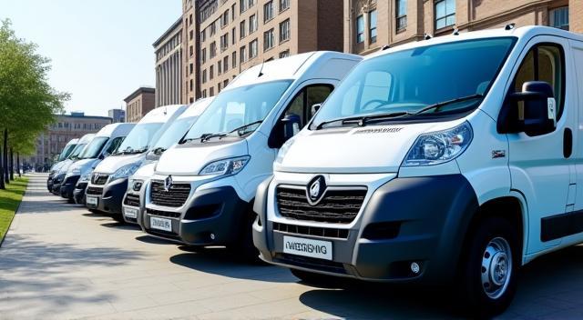 Lineup of various clean company vehicles in Manchester