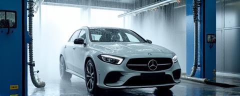 Modern automated car wash in operation