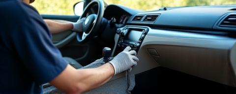 Professional working on interior detailing